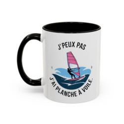 Mug J’peux pas j’ai Planche à Voile – Tasse Céramique Humour Windsurf – Cadeau Passion Glisse & Océan