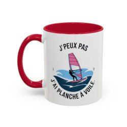 Mug J’peux pas j’ai Planche à Voile – Tasse Céramique Humour Windsurf – Cadeau Passion Glisse & Océan