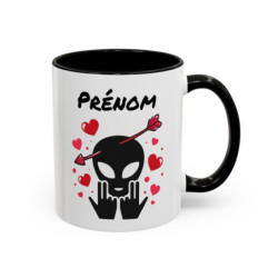 Mug Alien Signe JUL Saint Valentin OVNI Style Rap Français Cadeau Original et Fun Personnalisable