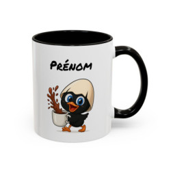 Tasse Personnalisable Calimero Poussin Mignon – Mug Prénom Coquille d’Œuf Café – Cadeau Original Céramique