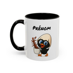 Tasse Personnalisable Calimero Poussin Mignon – Mug Prénom Coquille d’Œuf Café – Cadeau Original Céramique