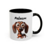 Mug Chien Teckel Personnalisé avec Prénom – Tasse Céramique Chien Mignon – Cadeau Original Amoureux des Animaux