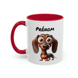 Mug Chien Teckel Personnalisé avec Prénom – Tasse Céramique Chien Mignon – Cadeau Original Amoureux des Animaux