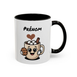 Mug Chocolat Chaud Personnalisé avec Prénom – Tasse Céramique Kawaii Cookie – Cadeau Gourmand Mignon