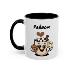 Mug Chocolat Chaud Personnalisé avec Prénom – Tasse Céramique Kawaii Cookie – Cadeau Gourmand Mignon