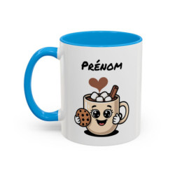 Mug Chocolat Chaud Personnalisé avec Prénom – Tasse Céramique Kawaii Cookie – Cadeau Gourmand Mignon