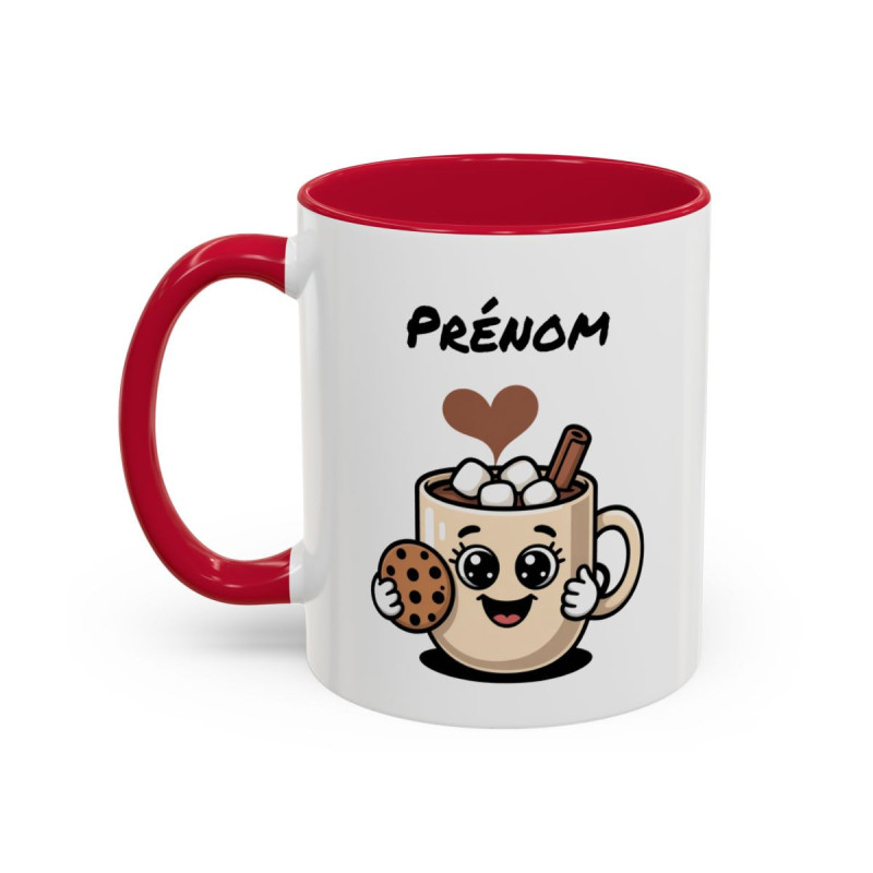 Mug Chocolat Chaud Personnalisé avec Prénom – Tasse Céramique Kawaii Cookie – Cadeau Gourmand Mignon