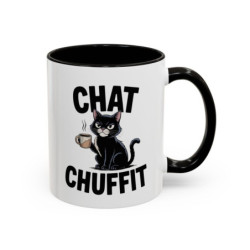 Mug Chat Humoristique "Chat Chuffit" – Tasse Céramique Chat avec Café – Cadeau Drôle Amoureux des Chats