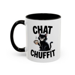 Mug Chat Humoristique "Chat Chuffit" – Tasse Céramique Chat avec Café – Cadeau Drôle Amoureux des Chats