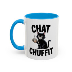 Mug Chat Humoristique "Chat Chuffit" – Tasse Céramique Chat avec Café – Cadeau Drôle Amoureux des Chats