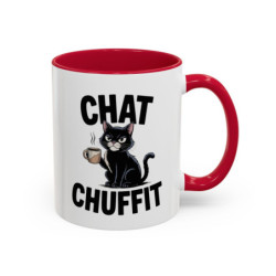 Mug Chat Humoristique "Chat Chuffit" – Tasse Céramique Chat avec Café – Cadeau Drôle Amoureux des Chats