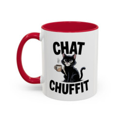 Mug Chat Humoristique "Chat Chuffit" – Tasse Céramique Chat avec Café – Cadeau Drôle Amoureux des Chats