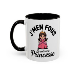 Mug Princesse Humour "J’men fous je suis une princesse" – Tasse Céramique Fille Reine Couronne – Cadeau Drôle Femme