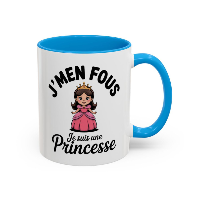 Mug Princesse Humour "J’men fous je suis une princesse" – Tasse Céramique Fille Reine Couronne – Cadeau Drôle Femme