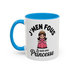 Mug Princesse Humour "J’men fous je suis une princesse" – Tasse Céramique Fille Reine Couronne – Cadeau Drôle Femme