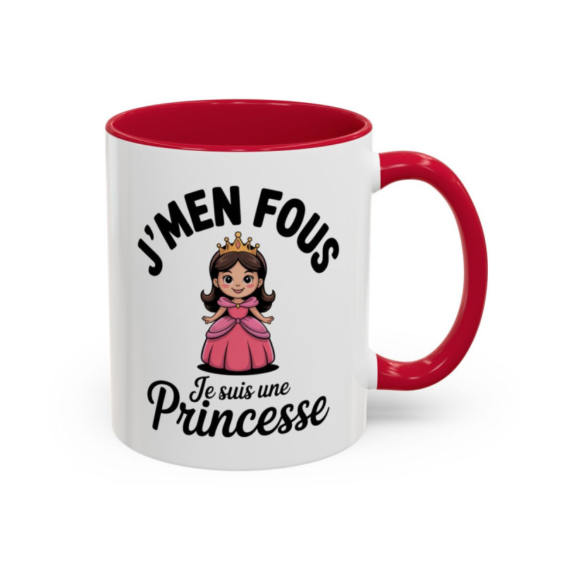 Mug Princesse Humour "J’men fous je suis une princesse" – Tasse Céramique Fille Reine Couronne – Cadeau Drôle Femme