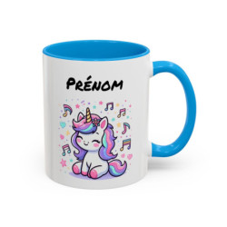 Mug Licorne Personnalisé Prénom – Tasse Céramique Kawaii Musique – Cadeau Enfant Fille Anniversaire