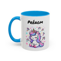 Mug Licorne Personnalisé Prénom – Tasse Céramique Kawaii Musique – Cadeau Enfant Fille Anniversaire