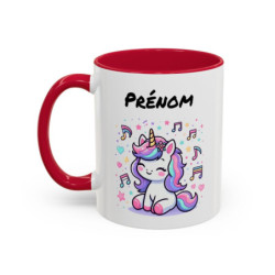 Mug Licorne Personnalisé Prénom – Tasse Céramique Kawaii Musique – Cadeau Enfant Fille Anniversaire