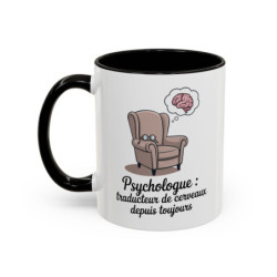 Mug Psychologue Humour – Tasse Fauteuil Cerveau Pensée – Cadeau  Thérapeute – Céramique 325 ml