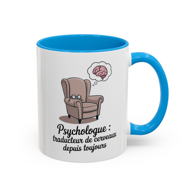 Mug Psychologue Humour – Tasse Fauteuil Cerveau Pensée – Cadeau  Thérapeute – Céramique 325 ml