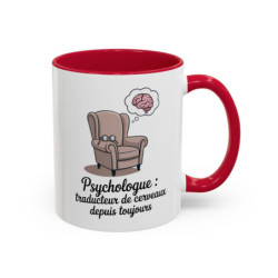 Mug Psychologue Humour – Tasse Fauteuil Cerveau Pensée – Cadeau  Thérapeute – Céramique 325 ml
