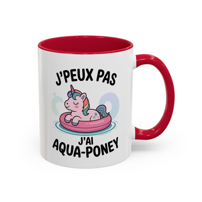 Mug Licorne Aqua-Poney – Tasse Humour J’peux Pas J’ai Aqua-Poney – Cadeau Fun Piscine