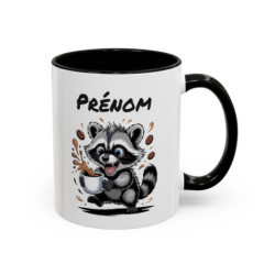 Mug Personnalisé Prénom Raton Laveur – Tasse Céramique Humour Café – Cadeau Original Enfant & Adulte