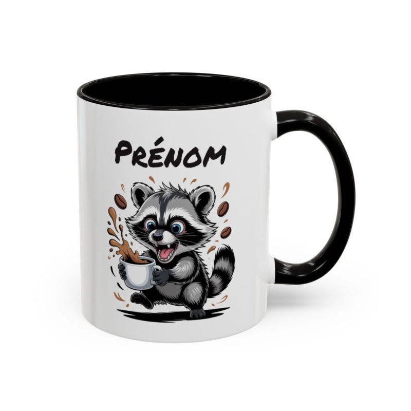Mug Personnalisé Prénom Raton Laveur – Tasse Céramique Humour Café – Cadeau Original Enfant & Adulte