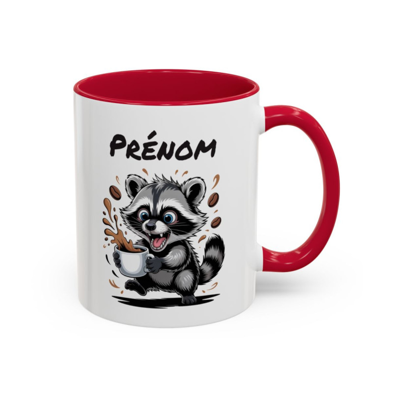 Mug Personnalisé Prénom Raton Laveur – Tasse Céramique Humour Café – Cadeau Original Enfant & Adulte