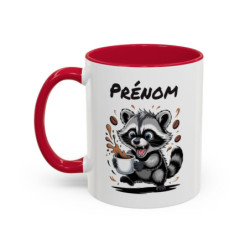 Mug Personnalisé Prénom Raton Laveur – Tasse Céramique Humour Café – Cadeau Original Enfant & Adulte