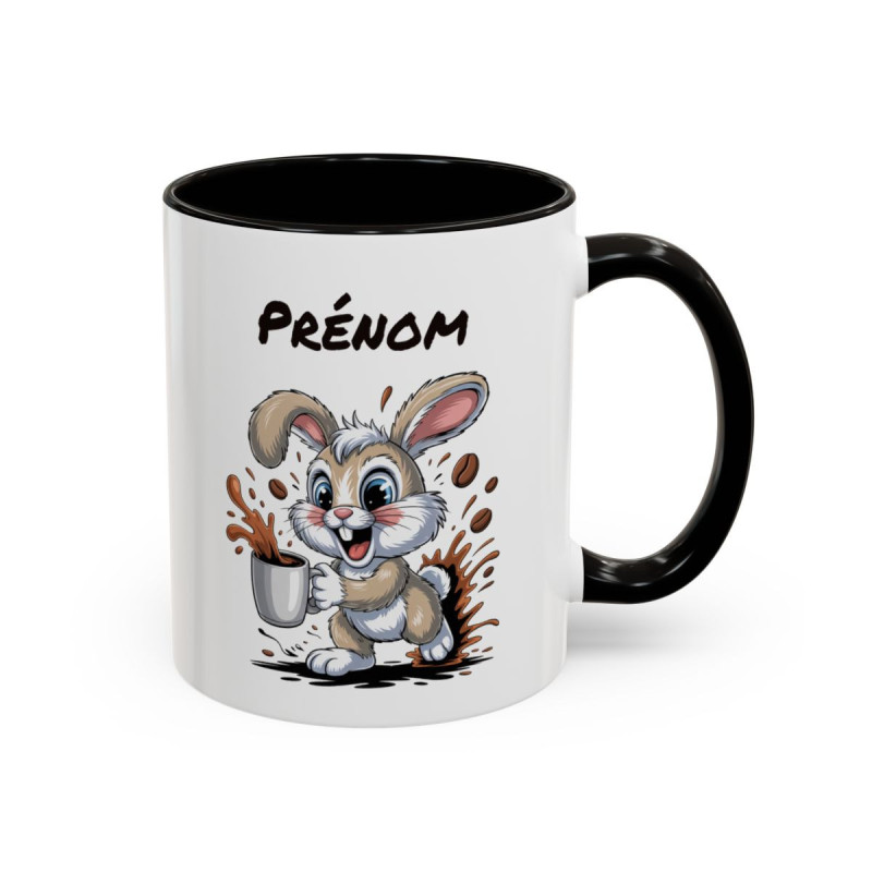 Mug Personnalisé Prénom Lapin – Tasse Céramique Humour Café – Cadeau Original Enfant & Adulte
