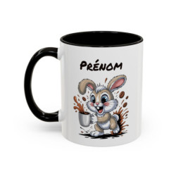 Mug Personnalisé Prénom Lapin – Tasse Céramique Humour Café – Cadeau Original Enfant & Adulte