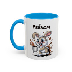 Mug Personnalisé Prénom Lapin – Tasse Céramique Humour Café – Cadeau Original Enfant & Adulte