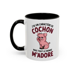 Mug J’ai un caractère de cochon – Tasse Céramique Humour Animal – Cadeau Drôle Original