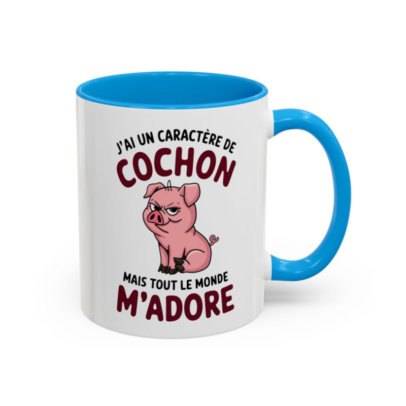 Mug J’ai un caractère de cochon – Tasse Céramique Humour Animal – Cadeau Drôle Original