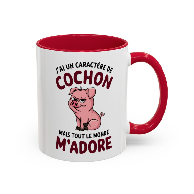 Mug J’ai un caractère de cochon – Tasse Céramique Humour Animal – Cadeau Drôle Original