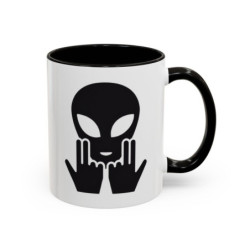 Mug Alien Signe JUL OVNI Style Rap Français Cadeau Original et Fun Noir Bleu Rouge