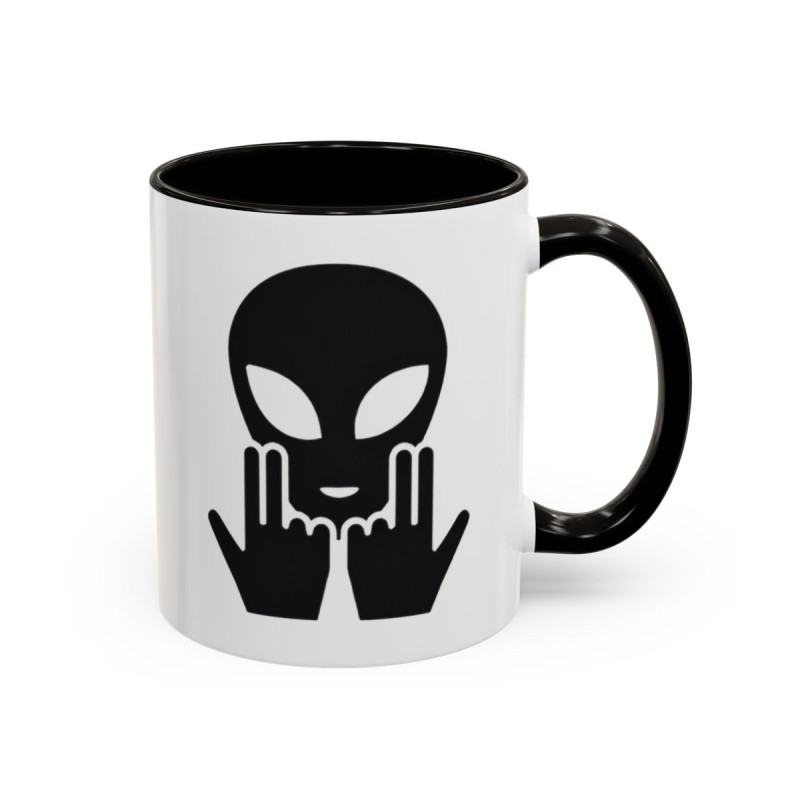 Mug Alien Signe JUL OVNI Style Rap Français Cadeau Original et Fun Noir Bleu Rouge