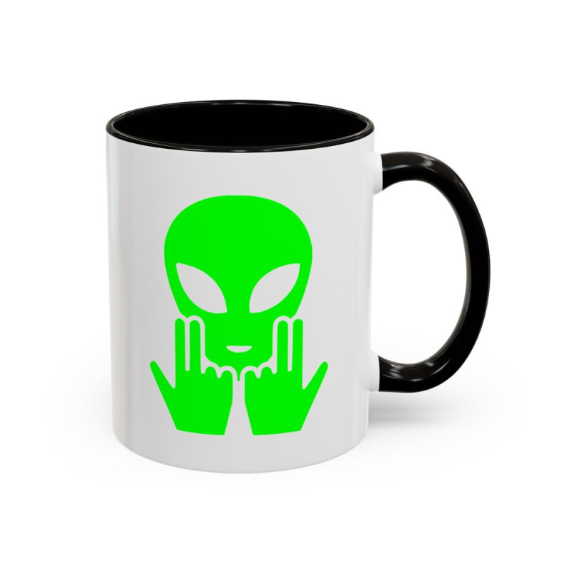 Teecustom Mug Alien Signe JUL OVNI Vert Style Rap Français Cadeau Original et Fun Noir Bleu Rouge