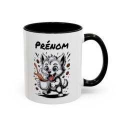 Mug Chien Mignon Amateur de Café – Tasse Personnalisable avec Prénom – Cadeau Original Humour