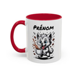 Mug Chien Mignon Amateur de Café – Tasse Personnalisable avec Prénom – Cadeau Original Humour