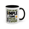 Mug “Je suis un mec simple, je pêche et l’apéro” – Tasse Céramique Humour Pêcheur – Cadeau Homme Fun