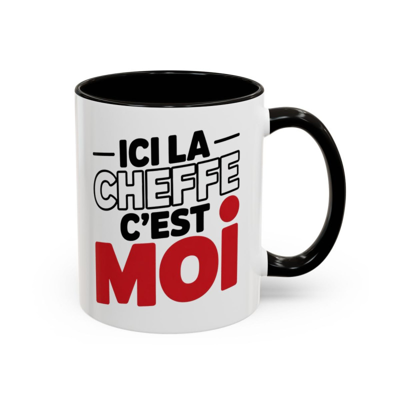 Mug “Ici la cheffe c’est moi” – Tasse Céramique Humour Cuisine – Cadeau Original Femme
