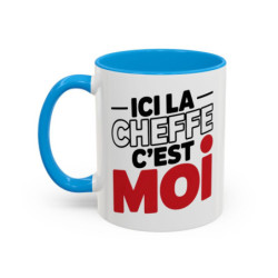 Mug “Ici la cheffe c’est moi” – Tasse Céramique Humour Cuisine – Cadeau Original Femme