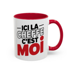 Mug “Ici la cheffe c’est moi” – Tasse Céramique Humour Cuisine – Cadeau Original Femme