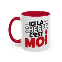 Mug “Ici la cheffe c’est moi” – Tasse Céramique Humour Cuisine – Cadeau Original Femme