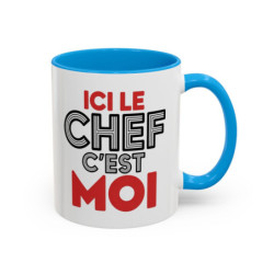 Mug “Ici le chef c’est moi” – Tasse Céramique Humour Cuisine – Cadeau Original Homme