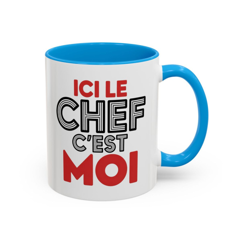 Mug “Ici le chef c’est moi” – Tasse Céramique Humour Cuisine – Cadeau Original Homme