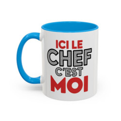 Mug “Ici le chef c’est moi” – Tasse Céramique Humour Cuisine – Cadeau Original Homme